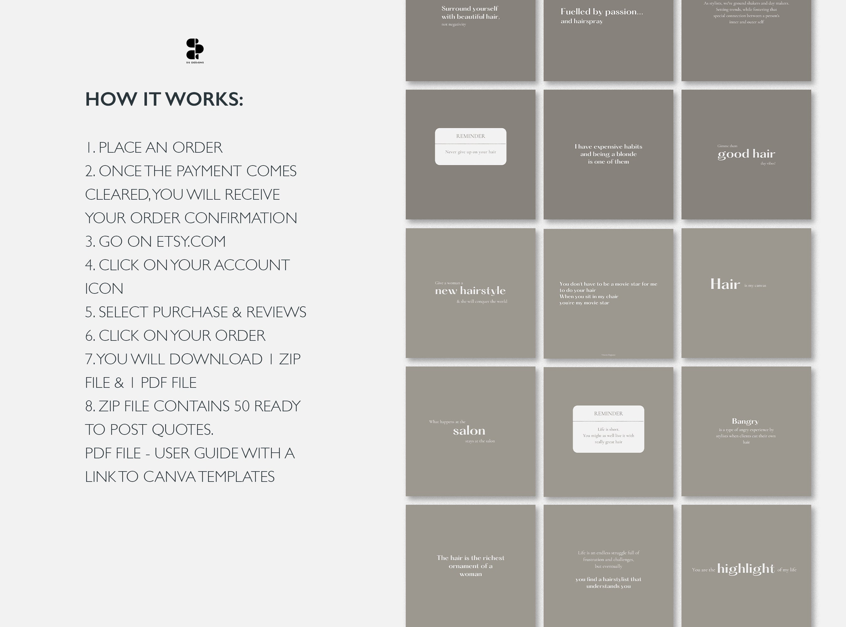 Instagram Quotes for Hair Salon Hairstylist Instagram Posts Etsy