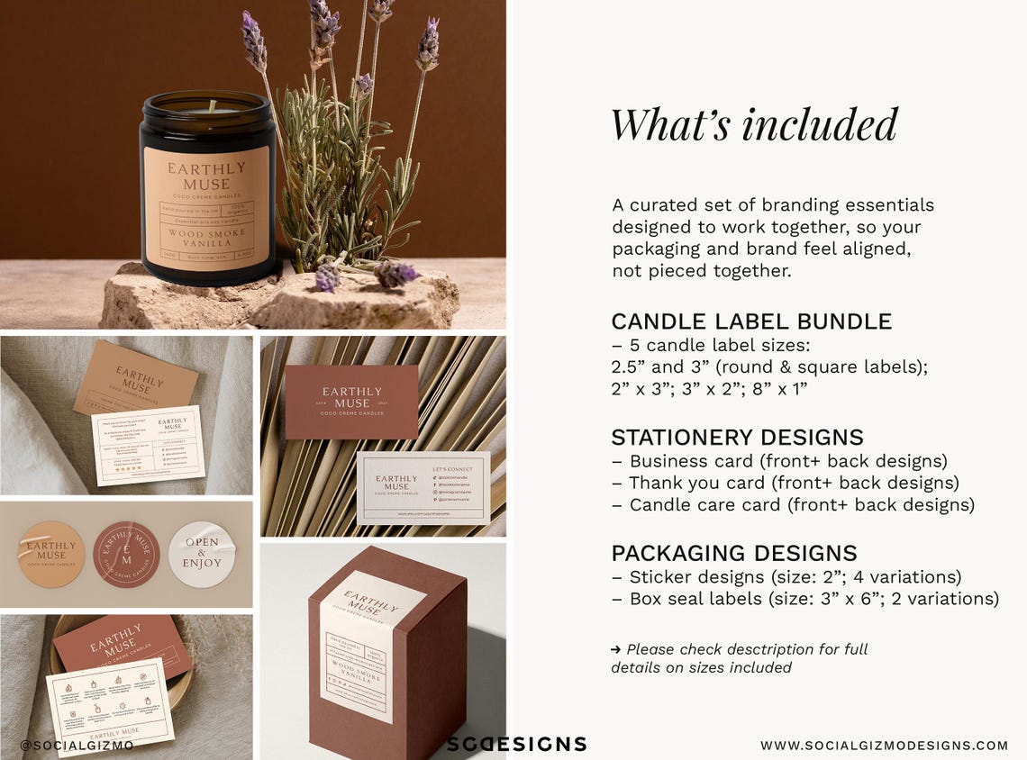 Minimal Candle Branding Kit, Neutral Candle Labels & Packaging ...
