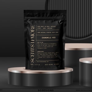 Black DIY Skincare Labels, Luxury Beauty Labels, Minimal Black Cosmetic Labels, Modern Black Cosmetic Label Template, Black Gold Labels #017 image 5