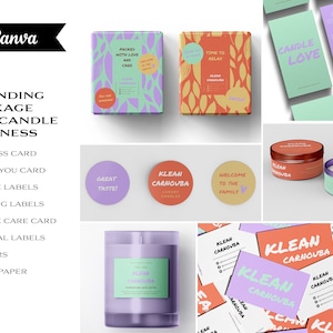 Playful Candle Business Branding Templates, Modern DIY Branding Kit for Candles, DIY Purple Brand Kit for Candles, Candles Branding #026