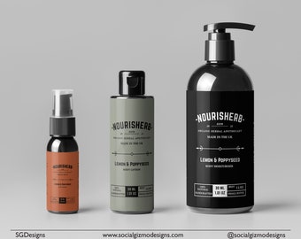 Vintage etiketsjablonen huidverzorgingsfles | Bewerkbare cosmetica-etiketten voor apothekers | Canvas DIY-labels voor lichaams- en schoonheidsproducten 022