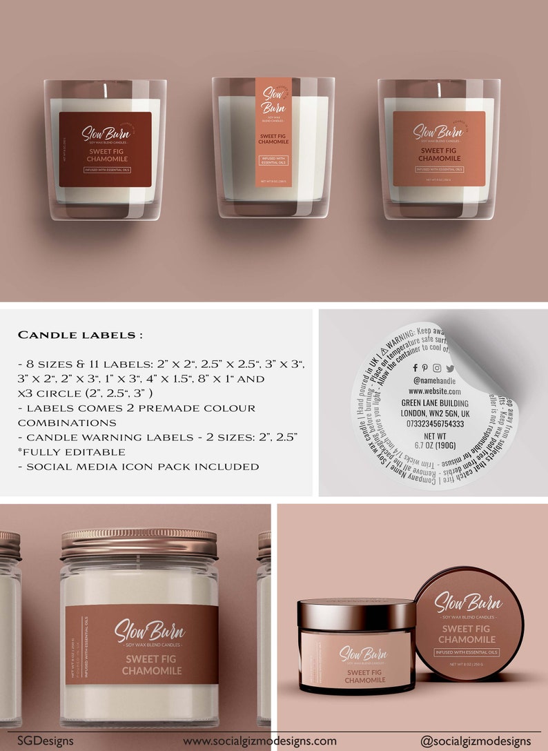 Branding Package for Candle business, Modern Branding Kit for Candles, DIY Branding for Small Candle Business, Digital Download, Boho Brand image 4