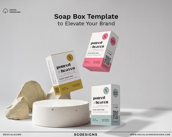 Playful Soap Box Template: Retro Bold Soap Packaging Design, Editable Dieline (Digital Download) #015