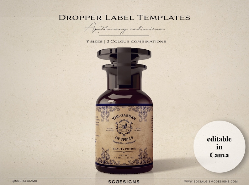 Editable Dropper Label Template Canva, Apothecary Bottle Label, Vintage ...