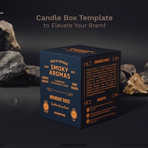 Vintage Candle Box Design, Masculine Dark Candle Box Design Template ...