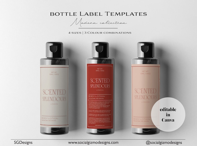 Lotion Bottle Labels Editable Skincare Bottle Labels Red - Etsy