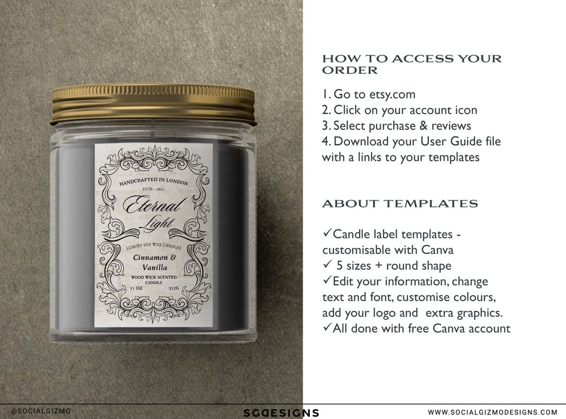 Editable Vintage Candle Labels Apothecary Candle Label Etsy