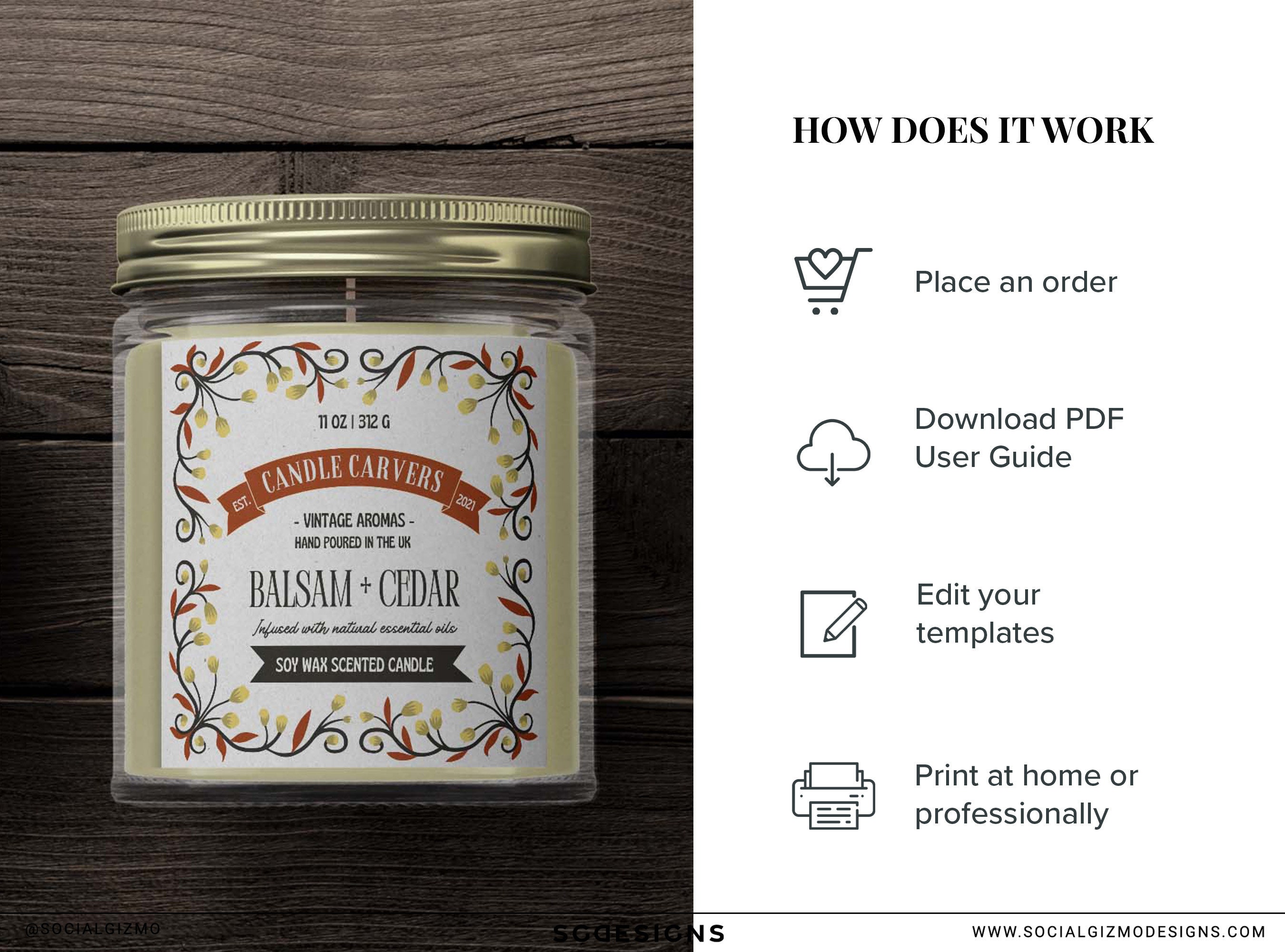 Editable Vintage Candle Labels, Apothecary Candle Label Templates, Botanical Candle Labels