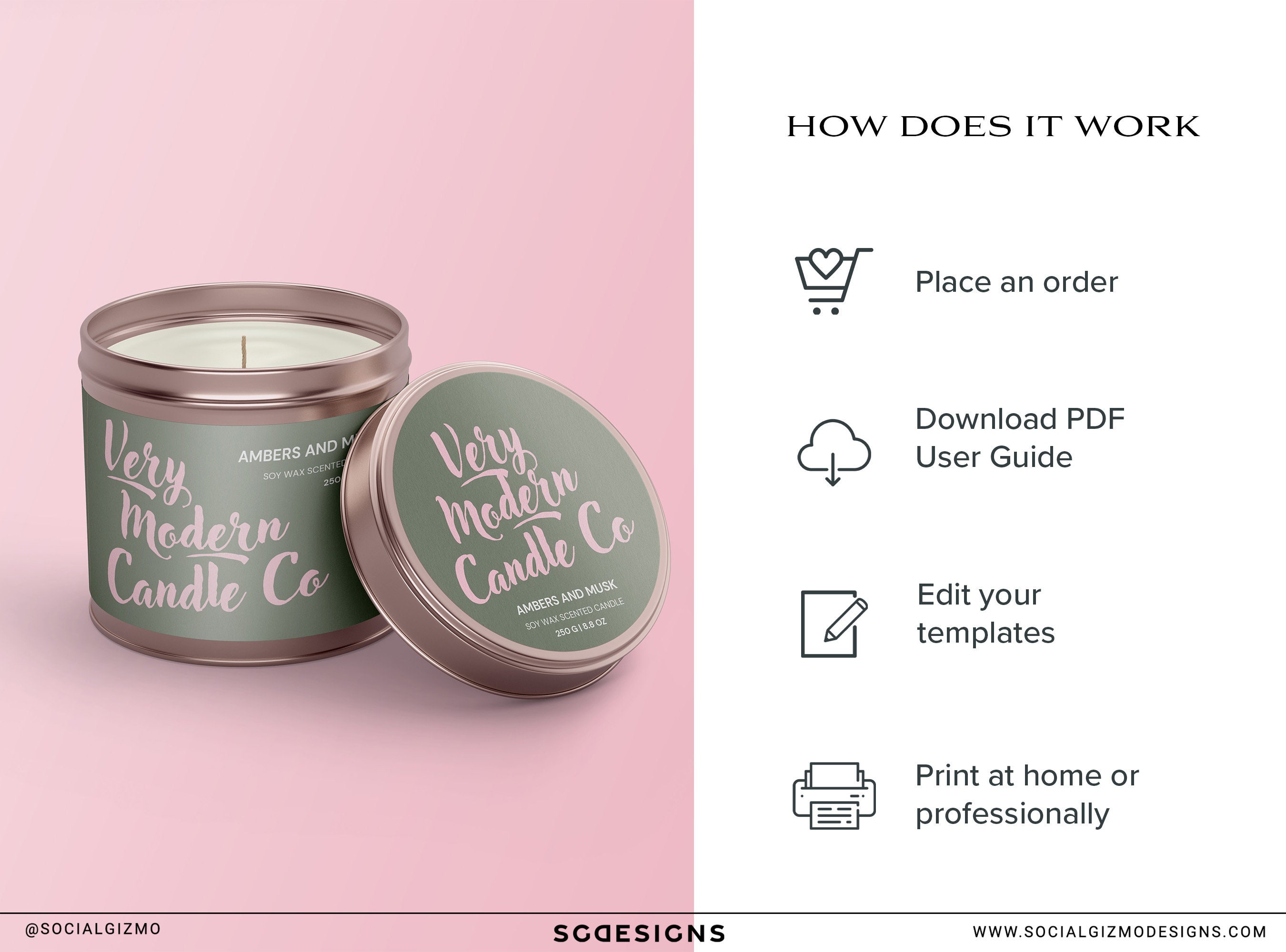 Editable Bold Candle Labels, Modern Candle Label Templates, Tin Candle