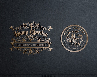 Vintage Apothecary Logo Design, Premade Herbalist Logo, Alchemy Branding, Witchy Botanical Emblem Logo for Wellness Brand