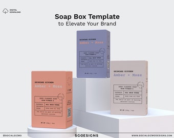 Modern Apothecary Soap Box Template: Beige & Purple DIY Soap Packaging Design (Digital Download) #045