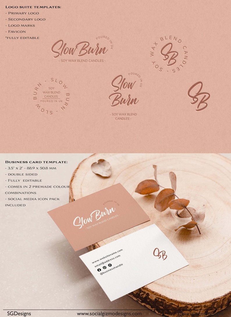 Branding Package for Candle business, Modern Branding Kit for Candles, DIY Branding for Small Candle Business, Digital Download, Boho Brand image 2