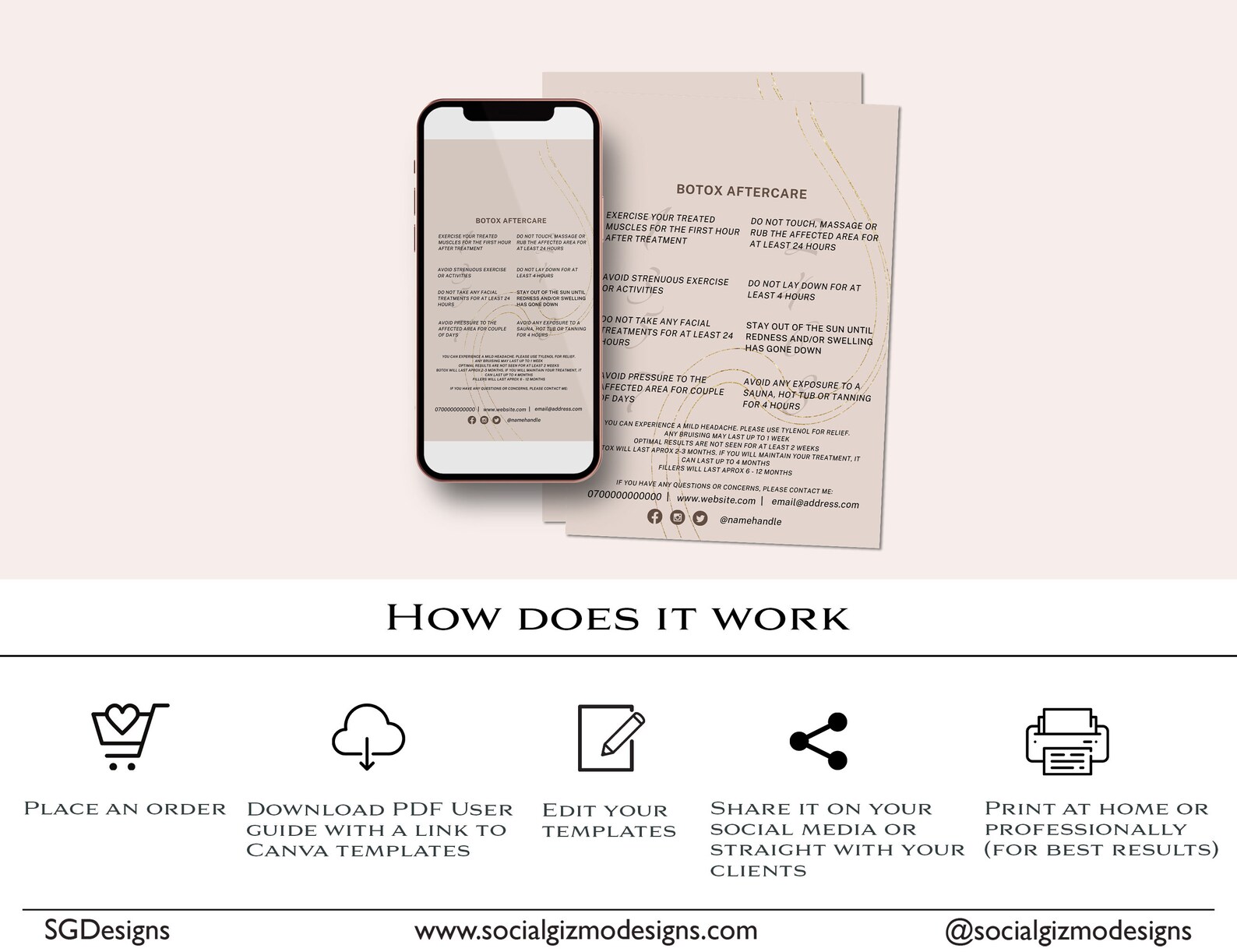 Botox Aftercare, Luxury Lip Filler Aftercare Card, Instagram Botox