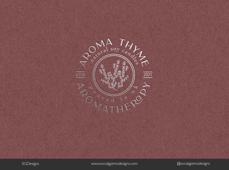 Round Thyme Logo for Candles Thyme Logo Design for Skincare Etsy UK