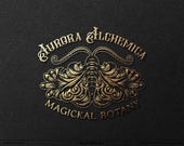 Elegant Mystic Moth Logo Design for Herbalist, Witchy Business, Semi Custom Logo