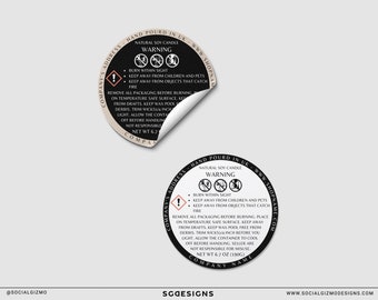 CLP Candle Warning Label Template, Editable Safety Sticker for Candle Makers, Printable Canva Label