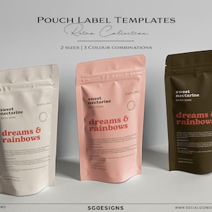 Retro Pouch Label Templates, DIY Pouch Label Template, Fun Retro Pouch Labels, Pouch Packaging Design, Bath Soak Labels, DIY Pouch #063
