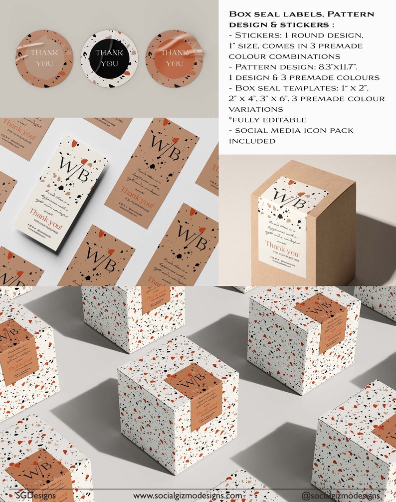 Candle packaging boxes and jars styled together with terrazzo pattern and minimal brand design
