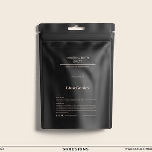 Minimal DIY Pouch Label Template, Elegant Bath Soak Pouch Label, Modern Bath Salts Label, Beige Pouch, DIY Bath Salt Label Template #030