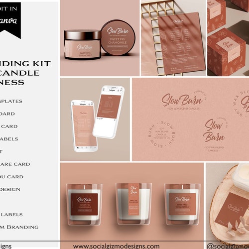 Retro Branding Kit for Candle business, DIY Branding Package for