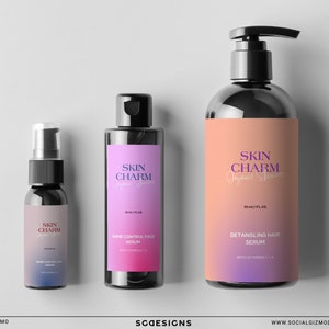 Editable Pink Skincare Label, DIY Chic Cosmetic Label Template for Shampoo, DIY Modern Beauty Label Template, Feminine DIY Mousse Label #064