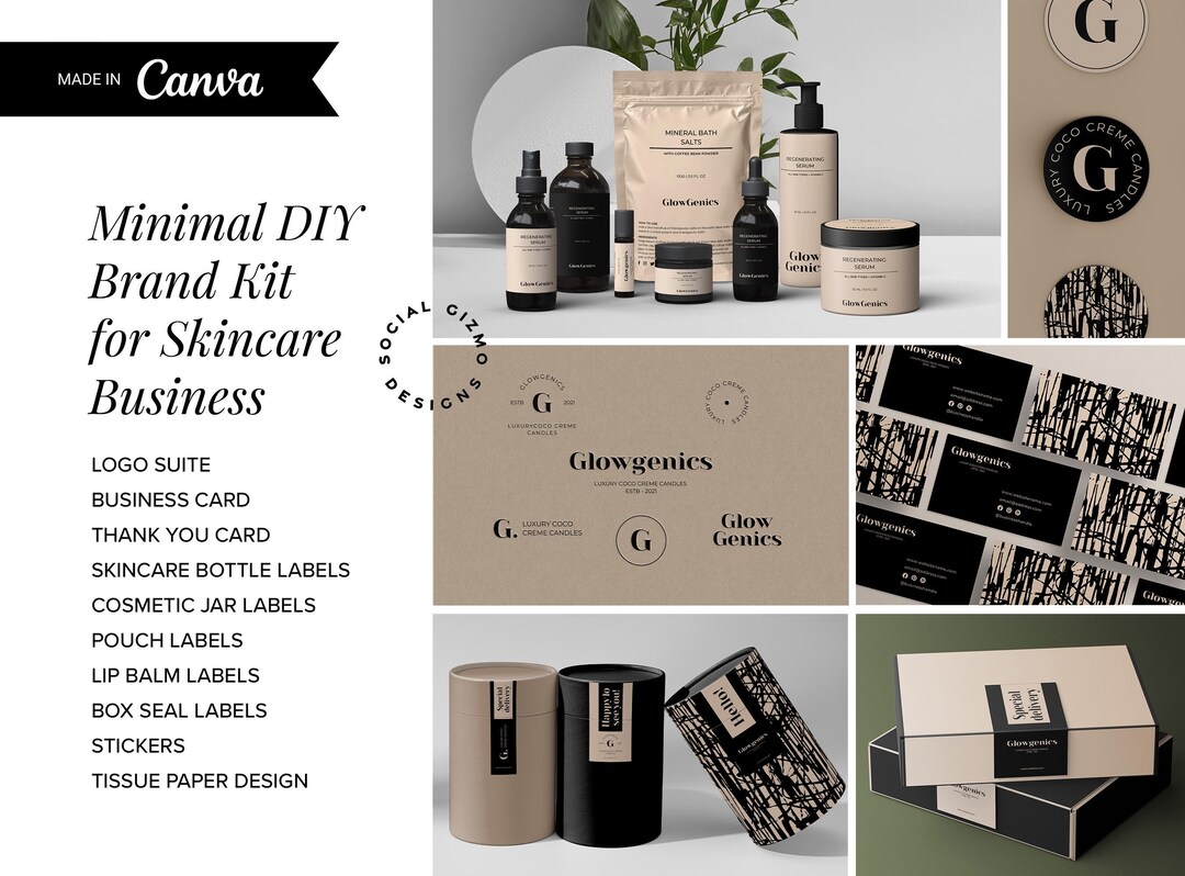 Skincare Branding Kit Canva, Minimal Beauty Brand Kit, Cosmetic Logo ...