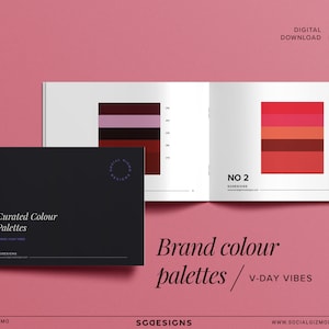 Brand Color Palette, Red Brand Color Palette, V-day Colour Schemes, Brand Palette, Printable Colour Palette Booklet, Feminine Color Schemes