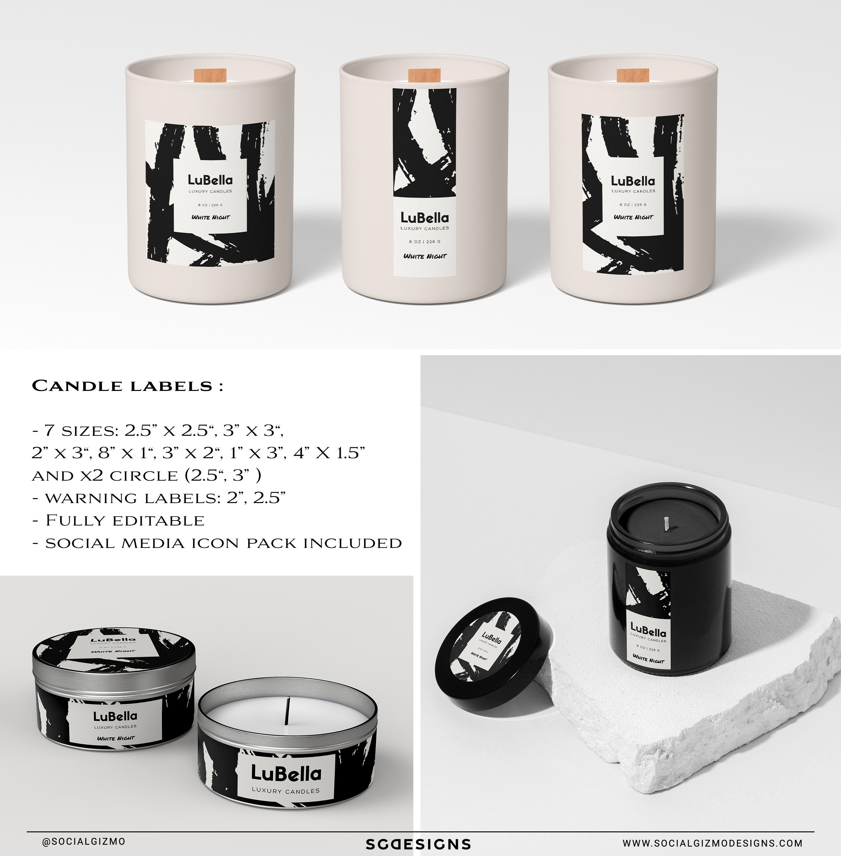 Modern DIY Candle Business Branding Templates, Bold Branding Kit for