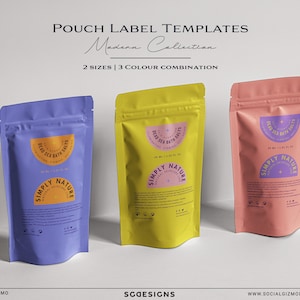 DIY Modern Pouch Label Templates, Bold Editable Pouch Label, Bath Salts Pouch Labels, Pouch Packaging Design, Bath Salts Label, #011