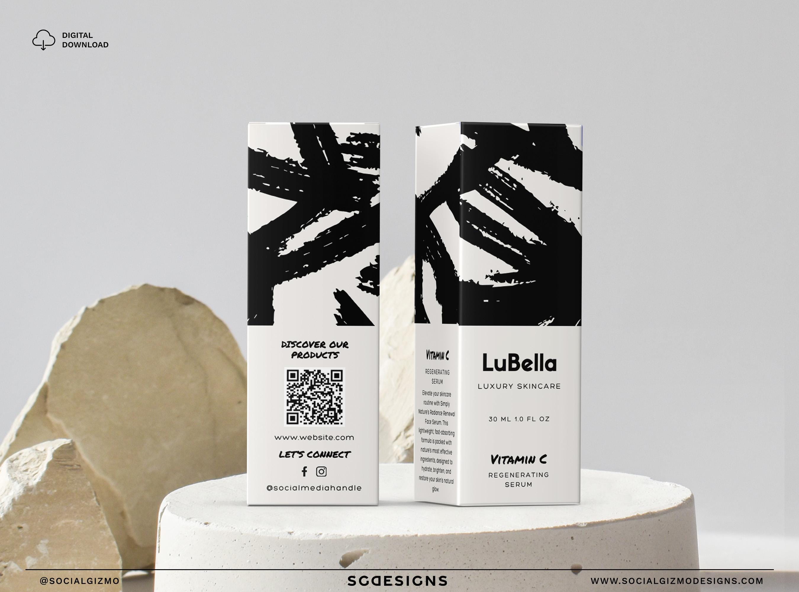 Secrum Box Design Minimal Dropper Box Template, Skincare Packaging Box, Modern Serum Box ...