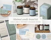 Minimal Candle Brand Kit Template, Editable Canva Candle Labels & Packaging, Soft Modern Candle Branding Bundle 075