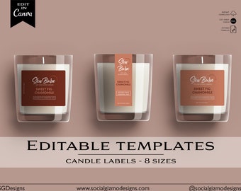 Minimal Candle Label Template Canva, Modern Candle Jar Label Set, Luxury Neutral Candle Packaging Design, Editable Candle Labels 078