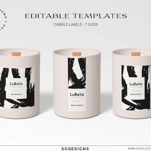 Bold Black Candle Label, Modern DIY Candle Label Design, Luxury Candle Label Template, Editable Candle Label, Black DIY Candle Labels, #042