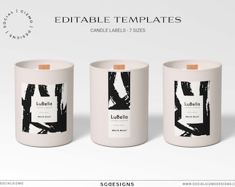 Bold Black Candle Label, Modern DIY Candle Label Design, Luxury Candle Label Template, Editable Candle Label, Black DIY Candle Labels, #001
