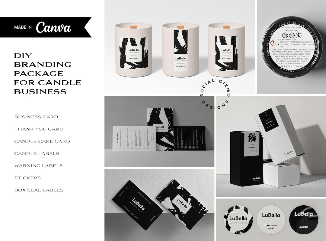 Modern DIY Candle Business Branding Templates, Bold Branding Kit for