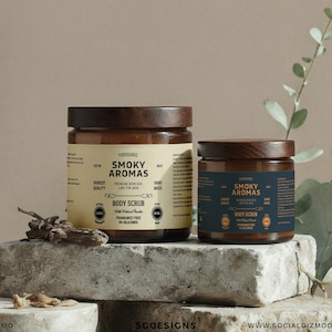 Vintage Jar Label Templates for Canva, Industrial Apothecary Branding for Cosmetic Pots, Heritage Salve & Scrub Labels 018