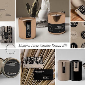 Luxury Candle Branding Kit, DIY Candle Labels, Logo & Packaging Templates, Elegant Candle Brand Identity (Canva Editable) #030