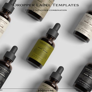 Minimal DIY Dropper Label Template, Black Editable Serum Label Template, DIY 2oz Face Oil Label Template, Green DIY Dropper Label,  #007