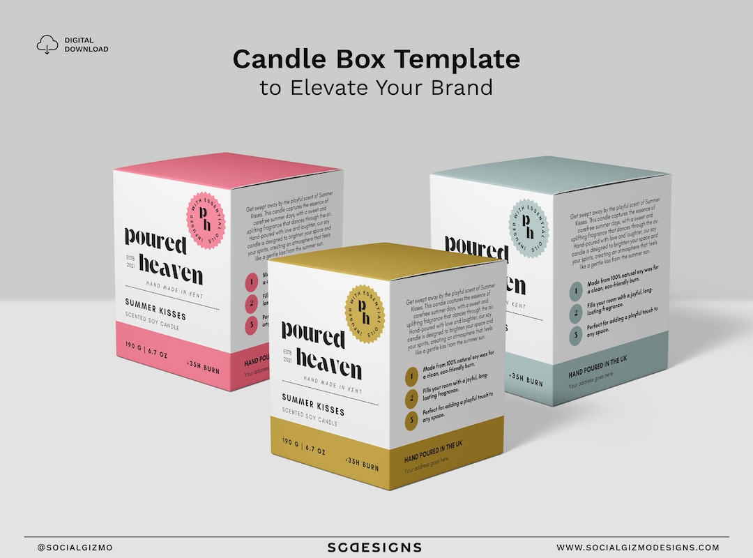 Retro Candle Box Design, Playful Candle Box Design Template, DIY Pink ...