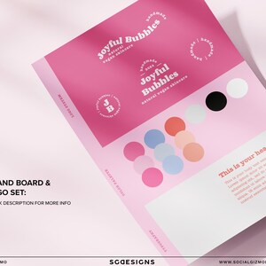 Brand board template showing logo usage, colour palette, and typography included in a retro skincare branding kit for small businesses, editable in Canva Pro