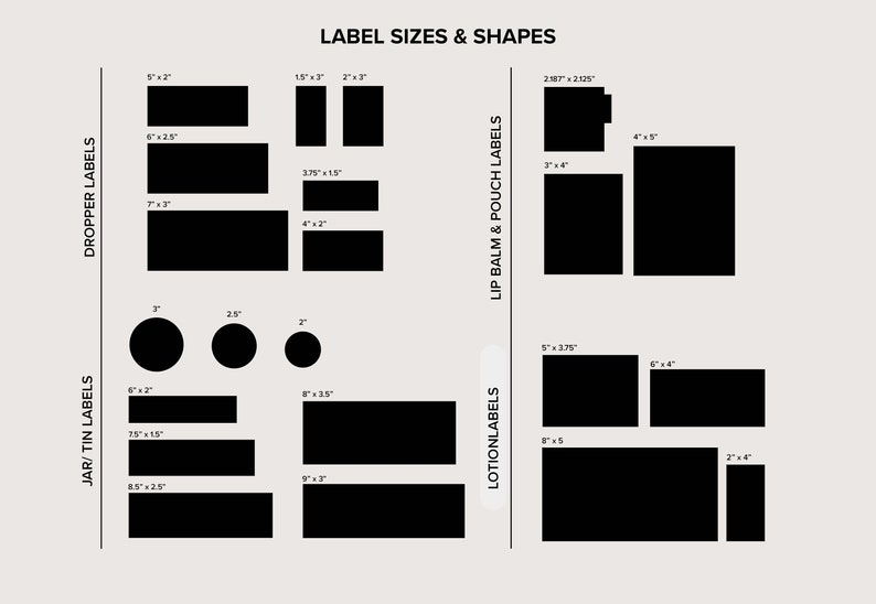 Measuremnts Labels Retro Skincare Label Templates Bundle Canva, Cosmetic Label Set for ...