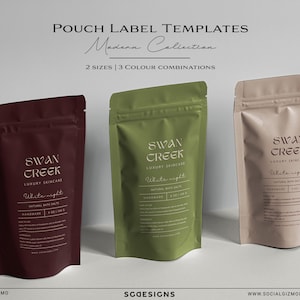 Modern Pouch Label Template, DIY Bath Salt Labels for Herbalist, Editable Pouch Labels, Pouch Label Canva Templates, DIY Bath Soak Label