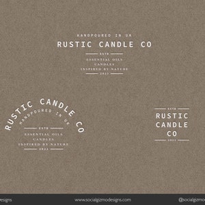 May include: A logo for Rustic Candle Co., a company that handpours candles in the UK. The logo features the company name in a white sans-serif font on a brown background. The text "ESTB 2021" and "ESSENTIAL OILS CANDLES INSPIRED BY NATURE" are also included in the logo.
