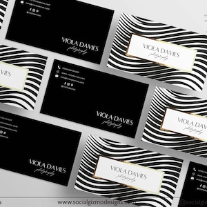 Modern Business Card Template, Minimalist Business Cards, Digital Download, Gold Foil  Business Card, Editable Business Card Template