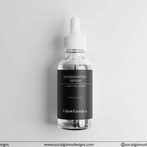 Black Dropper Label Template, Luxury DIY Dropper Label Design, Modern Dropper Label, Minimal DIY Dropper Labels, Editable Dropper Label #030