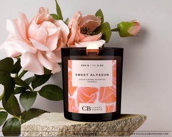 Etiquetas florales modernas para tarros de velas, plantillas de etiquetas para velas dibujadas a mano en Canva, diseño editable de empaques para velas rosas