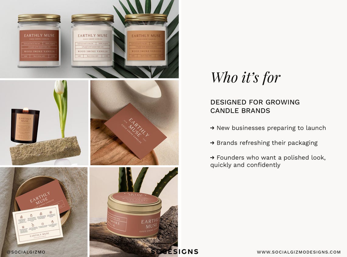 Minimal Candle Branding Kit, Neutral Candle Labels & Packaging ...