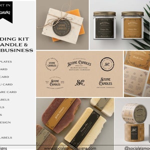 Branding Package for Soap Business, Branding Kit for Candles, DIY Branding for Small Business, Digital Download, Vintage Branding Kit Candle
