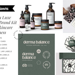 Minimal Skincare Branding Kit Editable in Canva, Cosmetic Brand Kit Template, Clinical Luxe Beauty Branding Bundle 010