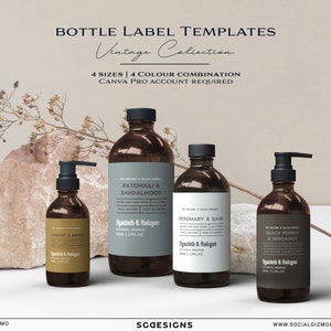 DIY Vintage Shampoo Labels, DIY Apothecary Lotion Label Templates, Rustic Skincare Label Templates, Editable Herbalist Product Label, DIY